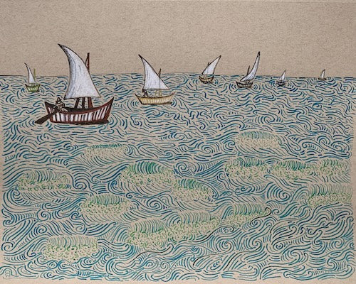 Study of Vincent Van Gogh's "Boats at Saintes-Maries" (1888)